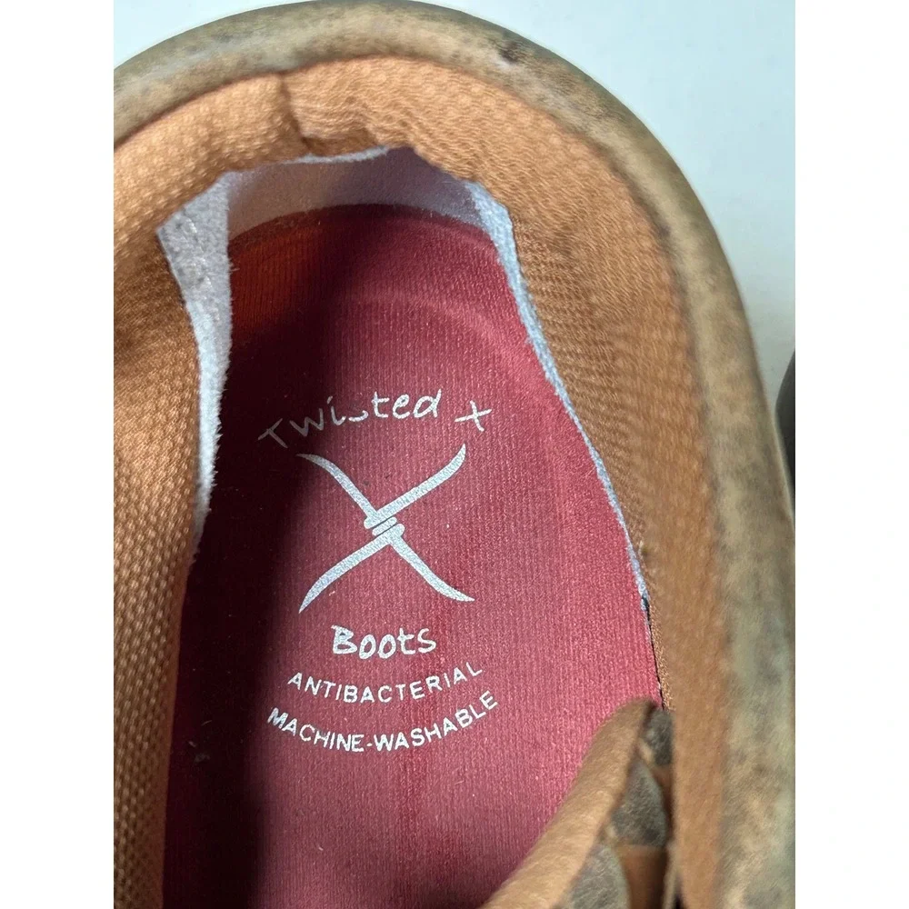Twisted X Driving Moc Chukka Men's 10 Brown Woven Leather MDM0033 Boots Shoes